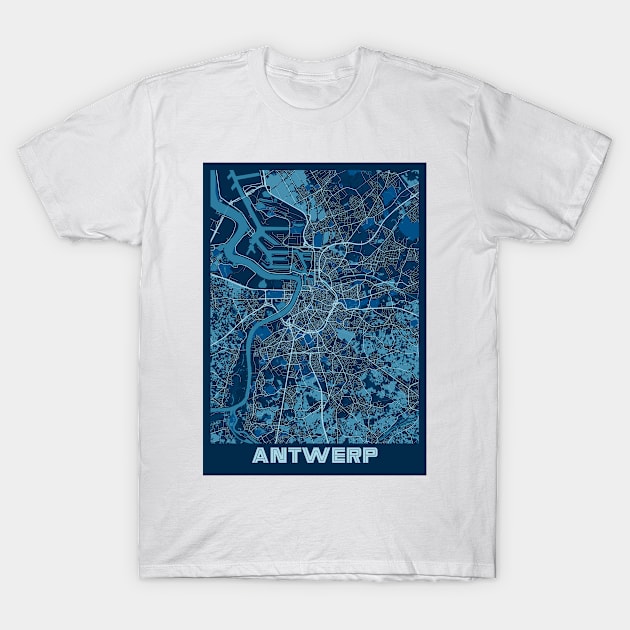 Antwerp - Belgium Peace City Map T-Shirt by tienstencil